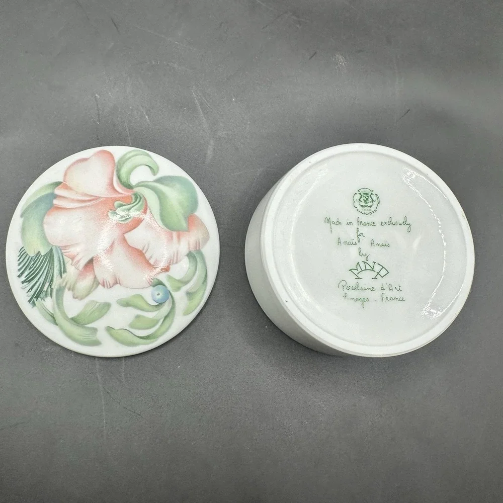 Porcelain d'Art Limoges Made in France Anais Anais Trinket Box Floral Cottage 3